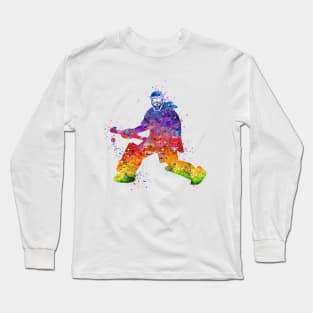 Girl Field Hockey Goalie Watercolor Sport Gift Long Sleeve T-Shirt
